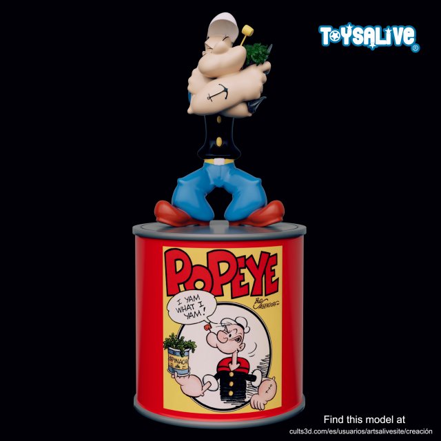 POPEYE 3D MODEL FIGURE AND CAN 3D Baskı Modeli .c4d .max .obj .3ds .fbx .stl .blend 