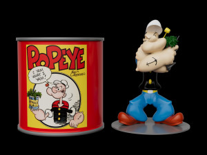 POPEYE 3D MODEL FIGURE AND CAN 3D Baskı Modeli