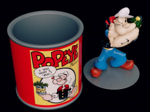 POPEYE 3D MODEL FIGURE AND CAN 3D Baskı Modeli