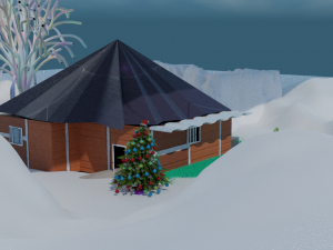 3D House Arc with ice fall animation Modelo 3D