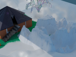 3D House Arc with ice fall animation Modelo 3D