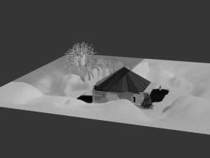 3D House Arc with ice fall animation Modelo 3D