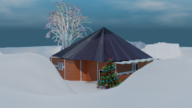 3D House Arc with ice fall animation Modelo 3D .c4d .max .obj .3ds .fbx .stl .blend 