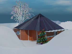 3D House Arc with ice fall animation 3D 模型