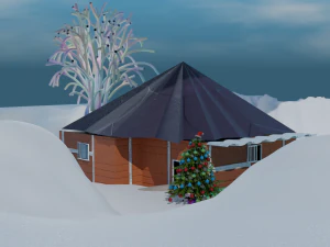 3D House Arc with ice fall animation 3D Model