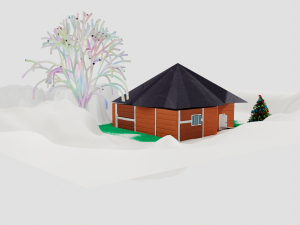 3D House Arc with ice fall animation Modelo 3D