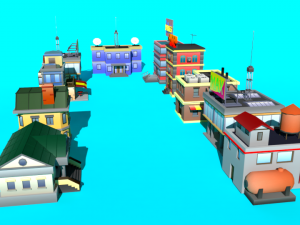 Low Poly Sity Builds 3D Модель