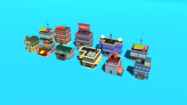 Low Poly Sity Builds 3D Модель .c4d .max .obj .3ds .fbx .stl .blend 
