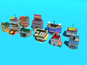 Low Poly Sity Builds Model 3D