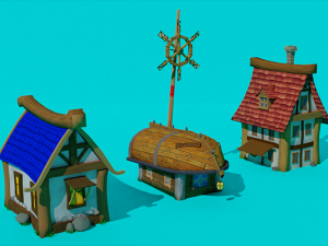 Low Poly Insular Houses Model 3D