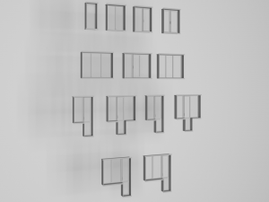 Pack of 13 plastic windows Model 3D