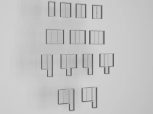 Confezione da 13 finestrelle in plastica Modello 3D