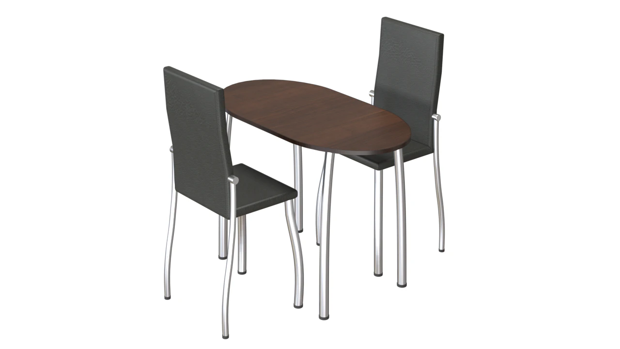 Wooden table with leather chairs 3D Model .c4d .max .obj .3ds .fbx .stl .blend 