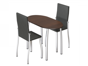 Wooden table with leather chairs Modelo 3D