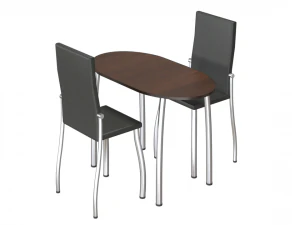 가죽 의자와 나무 테이블 3D 모델