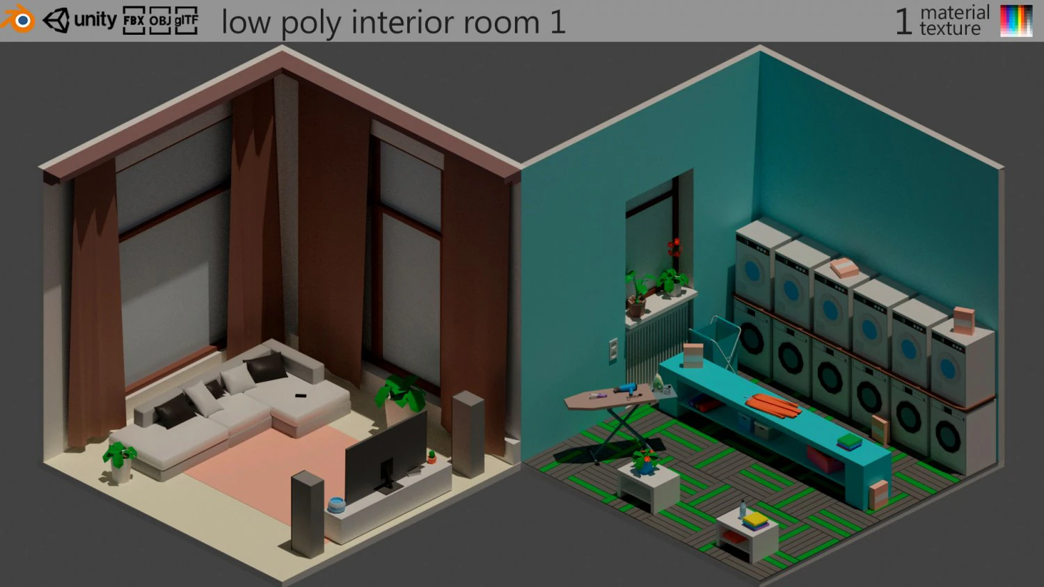 Room 1 3D Model .c4d .max .obj .3ds .fbx .stl .blend 