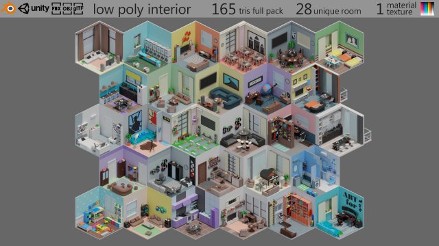 Low poly interior 1 3D Model .c4d .max .obj .3ds .fbx .stl .blend 