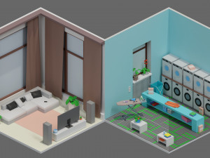 Low poly interior 1 3D Model