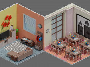 Low poly interior 1 3D Model