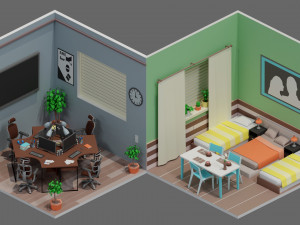 Low poly interior 1 3D Model