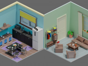 Low poly interior 1 3D Model
