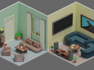 Low poly interior 1 3D Model