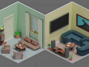 Low poly interior 1 3D Model