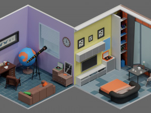 Low poly interior 1 3D Model