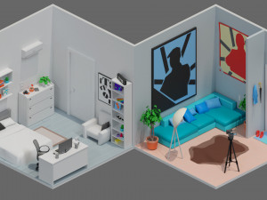 Low poly interior 1 3D Model