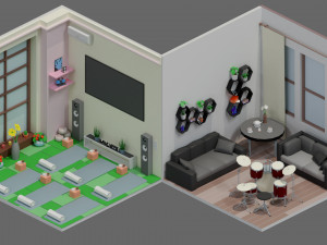 Low poly interior 1 3D Model
