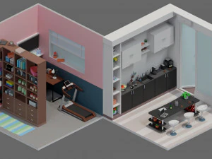 Low poly interior 1 3D Model