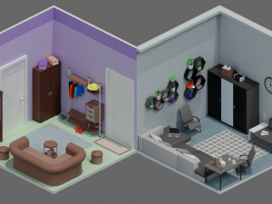 Low poly interior 1 3D Model