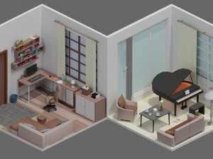 Low poly interior 1 3D Model