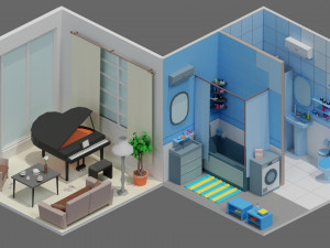 Low poly interior 1 3D Model