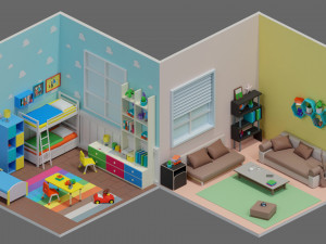 Low poly interior 1 3D Model