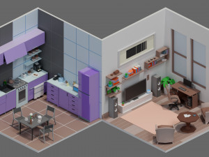 Low poly interior 1 3D Model