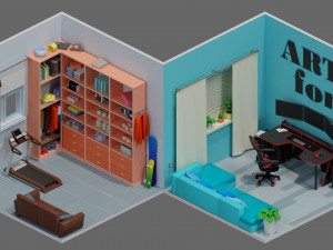 Low poly interior 1 3D Model
