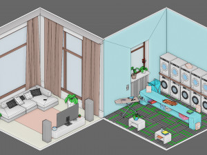 Low poly interior 1 3D Model