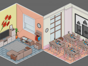 Low poly interior 1 3D Model