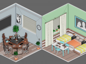 Low poly interior 1 3D Model