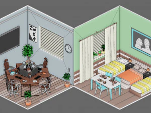 Low poly interior 1 3D Model