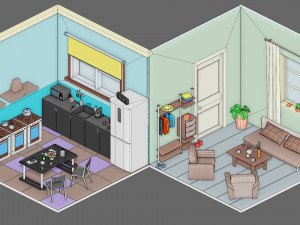 Low poly interior 1 3D Model