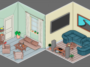 Low poly interior 1 3D Model