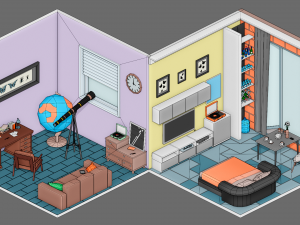 Low poly interior 1 3D Model