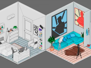 Low poly interior 1 3D Model