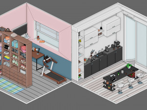 Low poly interior 1 3D Model