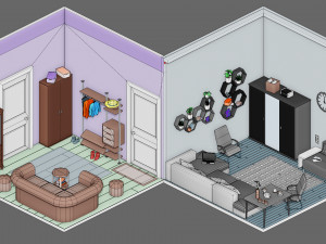 Low poly interior 1 3D Model