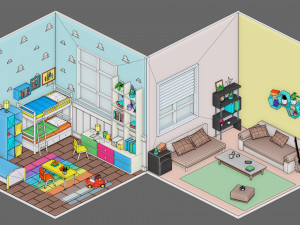 Low poly interior 1 3D Model
