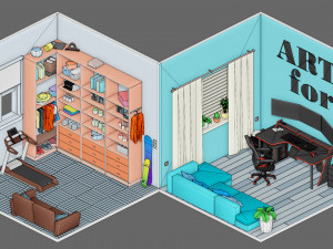 Low poly interior 1 3D Model