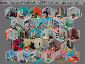 Interior baixo poli 2 Modelo 3D